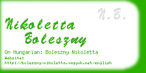 nikoletta boleszny business card